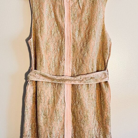 Pink Shift Dress with Gold Lace - Picture 2 of 3